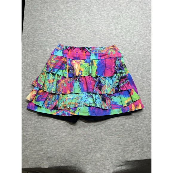Dona Jo Flirty Skirt Skort 14.5" Ruffle Multicolored Pickleball Tennis Size 1/S - Picture 6 of 7